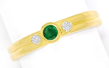 Foto 1 - Schmaler Bandring Top Smaragd und Brillanten 750er Gold, Q1420