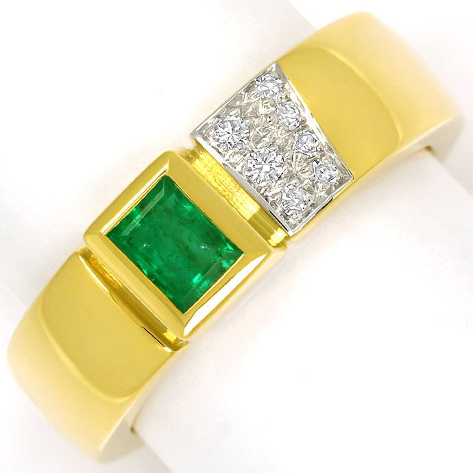 Foto 2 - Diamantring 0,50ct Spitzen Smaragd, massiv 18K Gelbgold, S9894